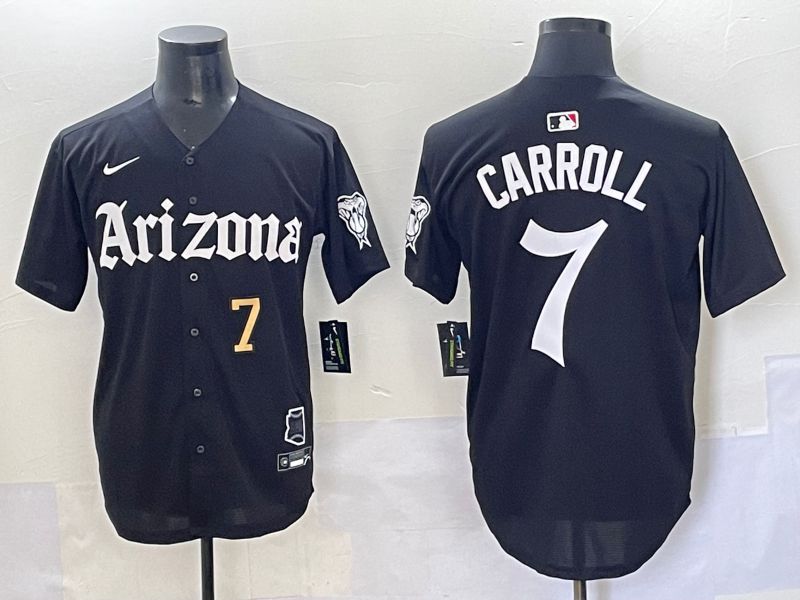 Men 2025 Arizona Diamondback 7 Carroll Black Five generations Joint Name Nike MLB Jersey style 8